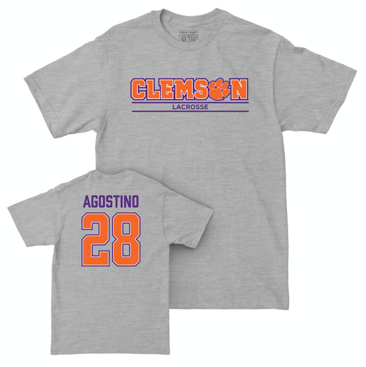 Clemson Women's Lacrosse Sport Grey Stacked Tee - Summer Agostino Small