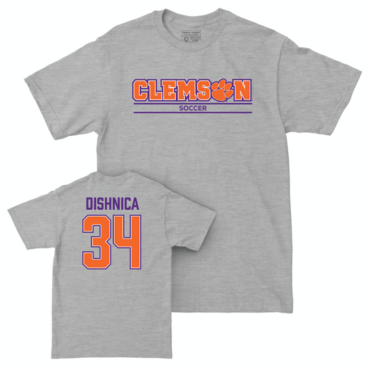 Clemson Men's Soccer Sport Grey Stacked Tee - Samir Dishnica Small