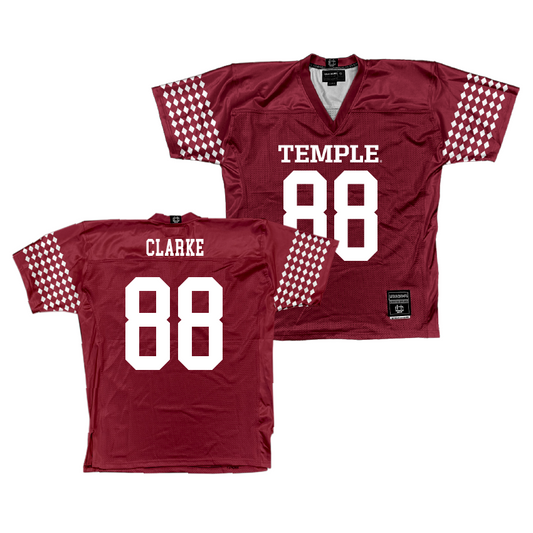 Temple Cherry Football Jersey - Peter Clarke | #88