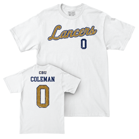 CBU Men's Basketball White Script Comfort Colors Tee - Kendal Coleman