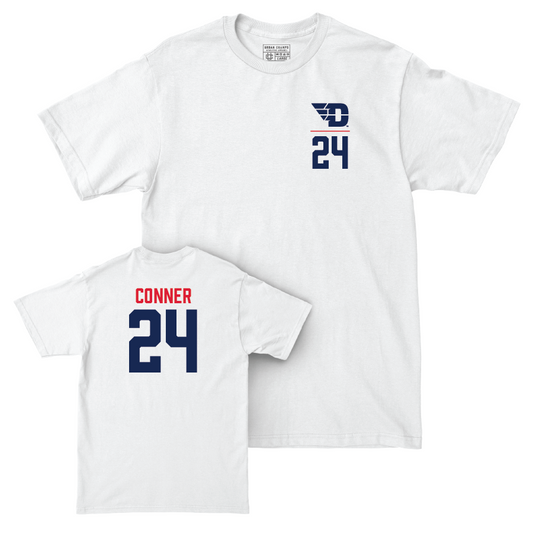 Dayton Men's Basketball White Logo Comfort Colors Tee  - Jacob Conner