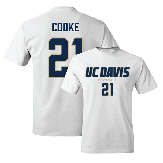 UC Davis Football White Classic Comfort Colors Tee - Gaven Cooke