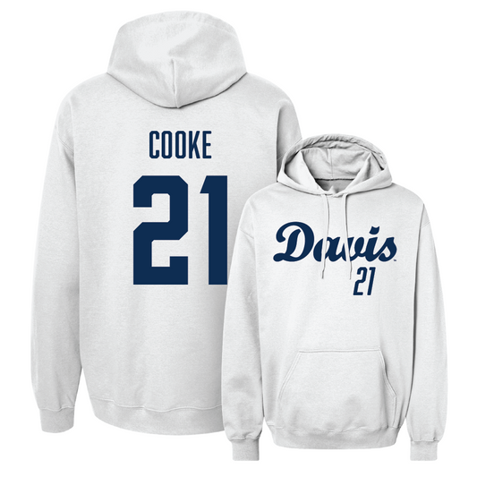 UC Davis Football White Script Hoodie - Gaven Cooke