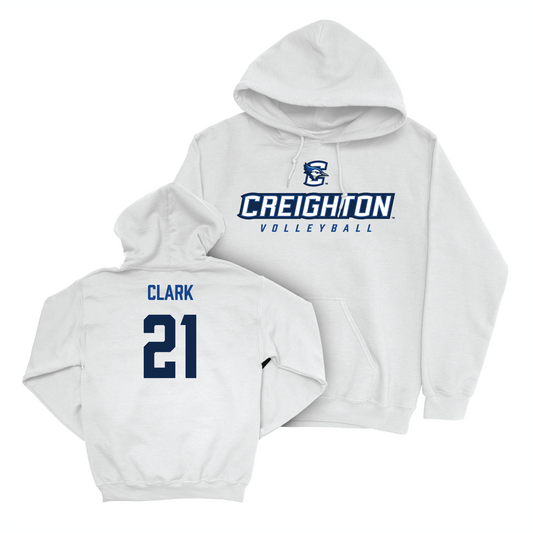 Creighton Women's Volleyball White Athletic Hoodie - Audrey Clark Youth Small