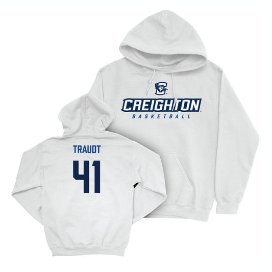 Creighton Men's Basketball White Athletic Hoodie - Isaac Traudt Youth Small
