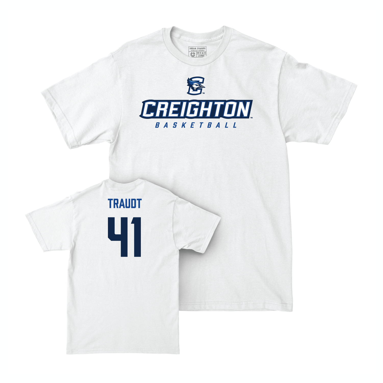Creighton Men's Basketball White Athletic Comfort Colors Tee - Isaac Traudt Youth Small