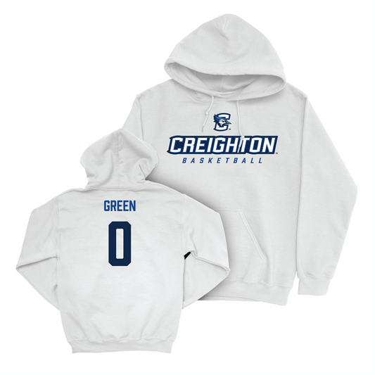 Creighton Men's Basketball White Athletic Hoodie - Jasen Green Youth Small