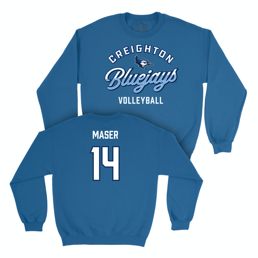 Creighton Women's Volleyball Blue Script Crew - Katherine Maser Youth Small
