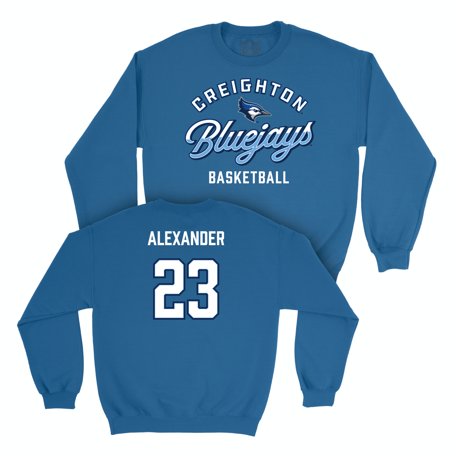 Creighton Men's Basketball Blue Script Crew - Trey Alexander Youth Small