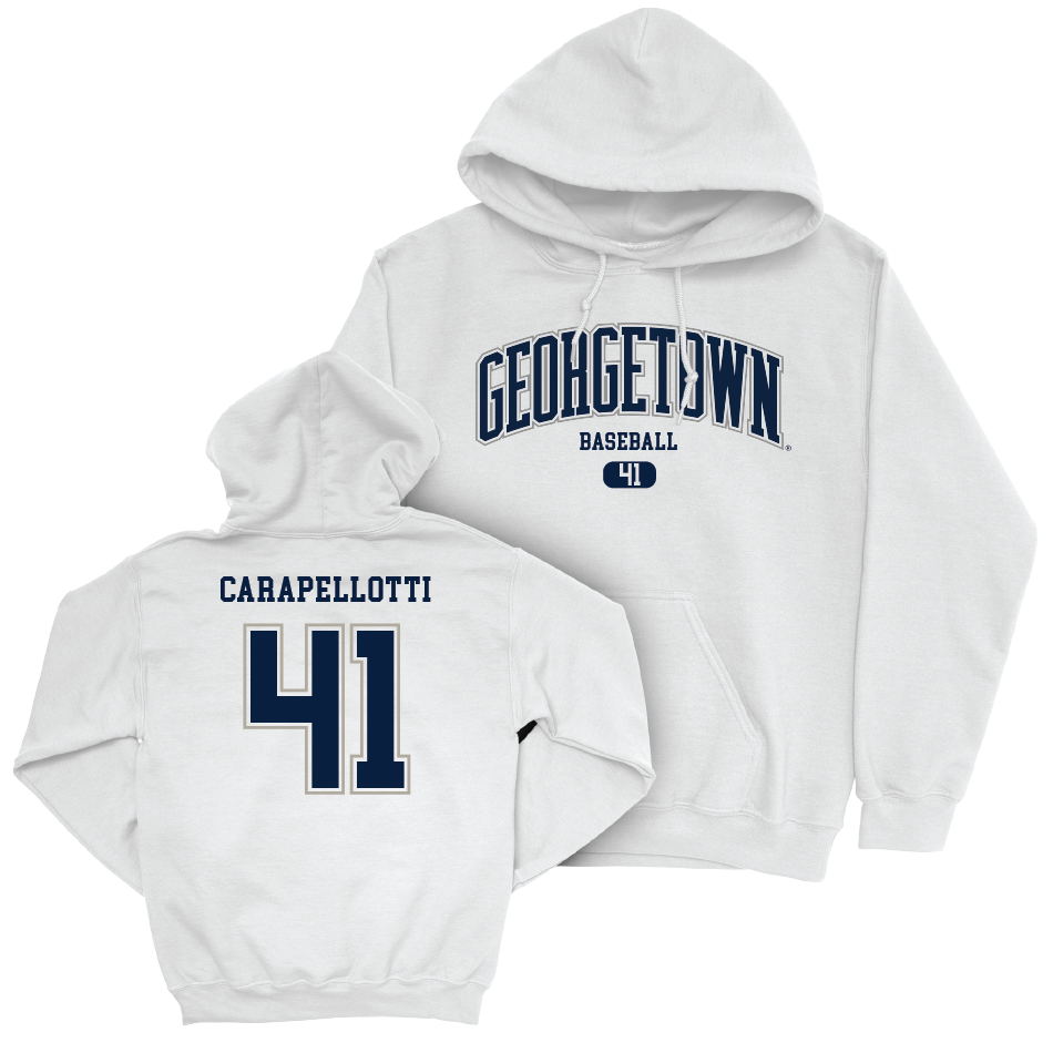 Georgetown Baseball White Arch Hoodie   - Owen Carapellotti