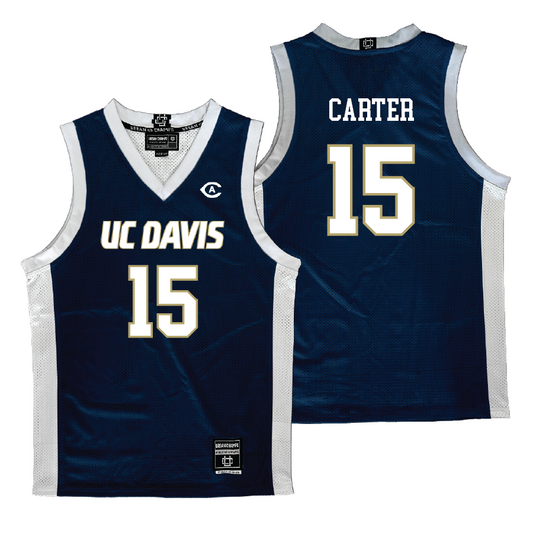 UC Davis Men's Basketball Navy Jersey  - Drew Carter