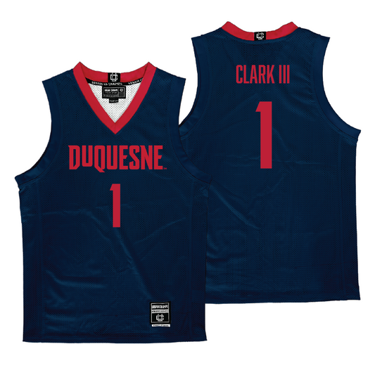 Duquesne Men's Basketball Navy Jersey - Jimmy Clark III | #1