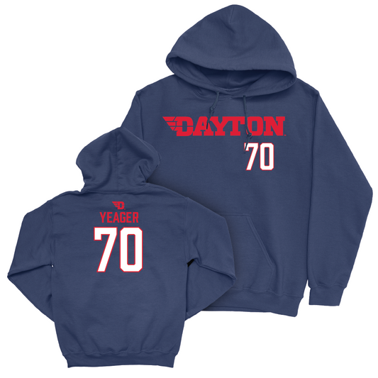 Dayton Football Navy Wordmark Hoodie - Austin Yeager Youth Small