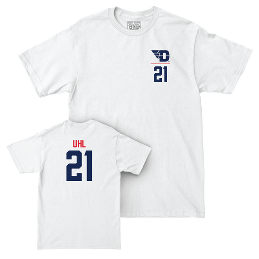 Dayton Men's Basketball White Logo Comfort Colors Tee - Brady Uhl Youth Small