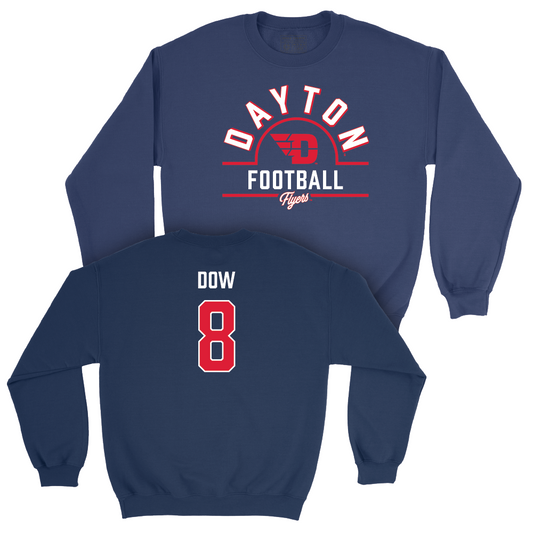 Dayton Football Navy Arch Crew - Cole Dow Youth Small