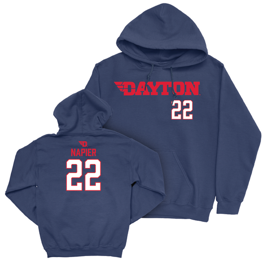 Dayton Men's Basketball Navy Wordmark Hoodie - CJ Napier Youth Small