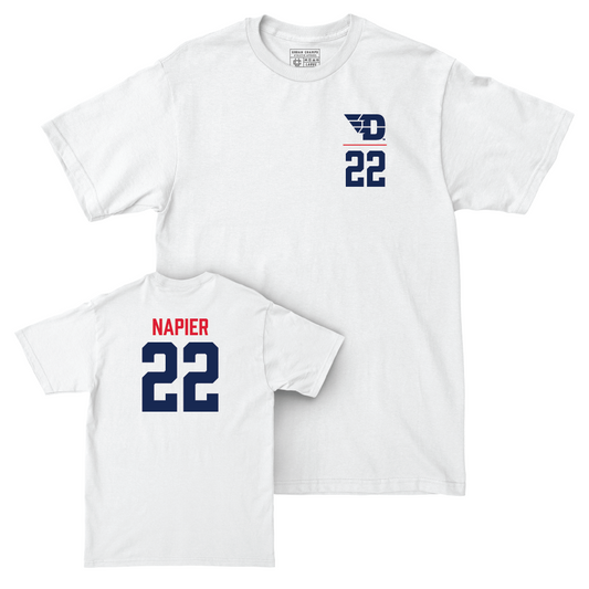 Dayton Men's Basketball White Logo Comfort Colors Tee - CJ Napier Youth Small
