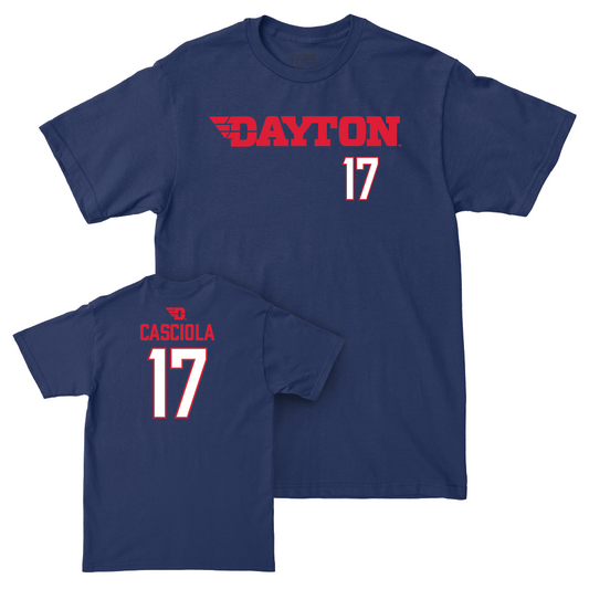 Dayton Football Navy Wordmark Tee - Dante Casciola Youth Small