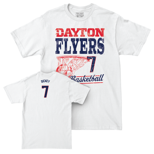 Dayton Men's Basketball White Vintage Comfort Colors Tee - Evan Dickey Youth Small