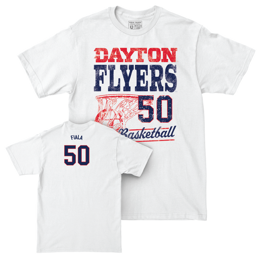 Dayton Women's Basketball White Vintage Comfort Colors Tee - Eve Fiala Youth Small