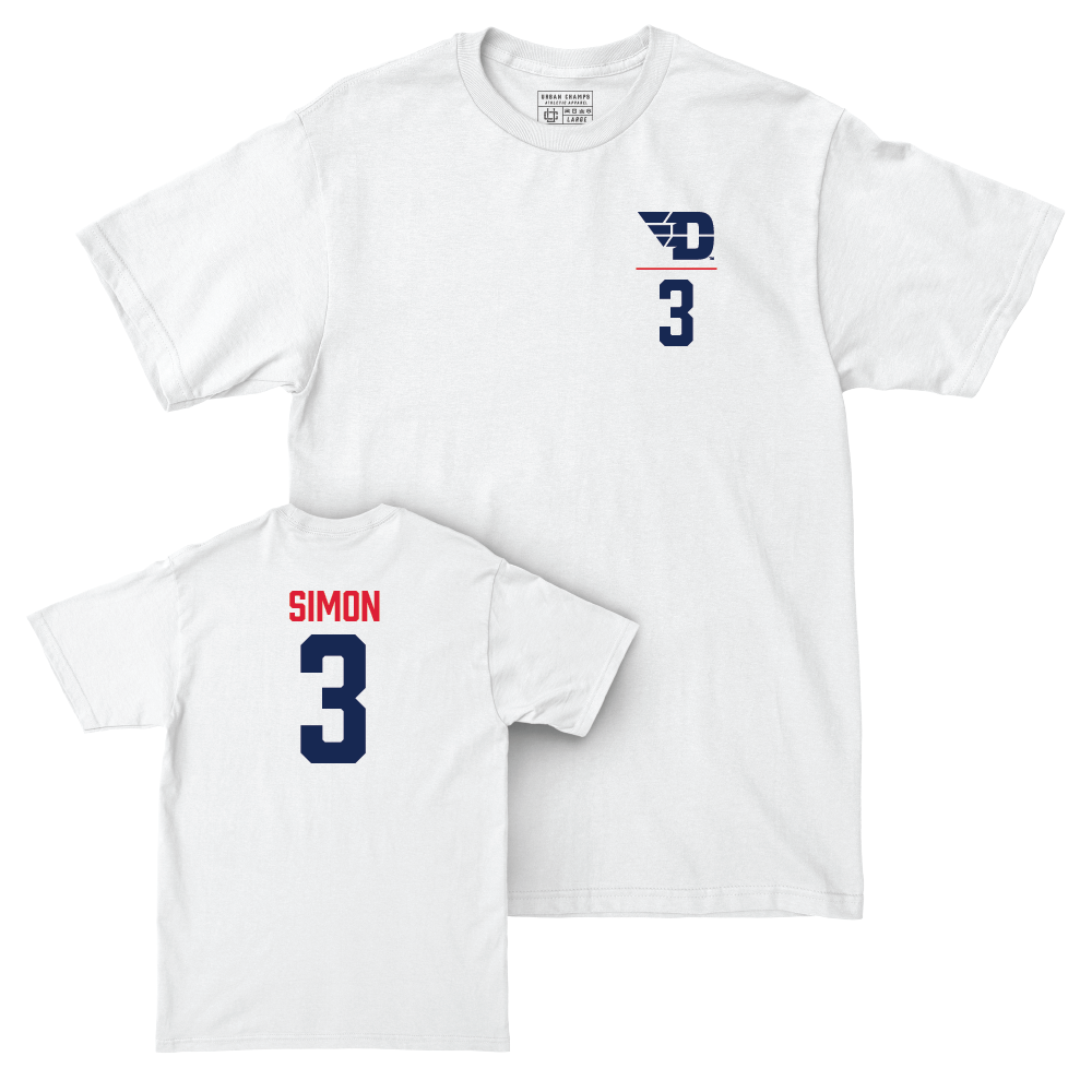 Dayton Men's Basketball White Logo Comfort Colors Tee - Jaiun Simon Youth Small
