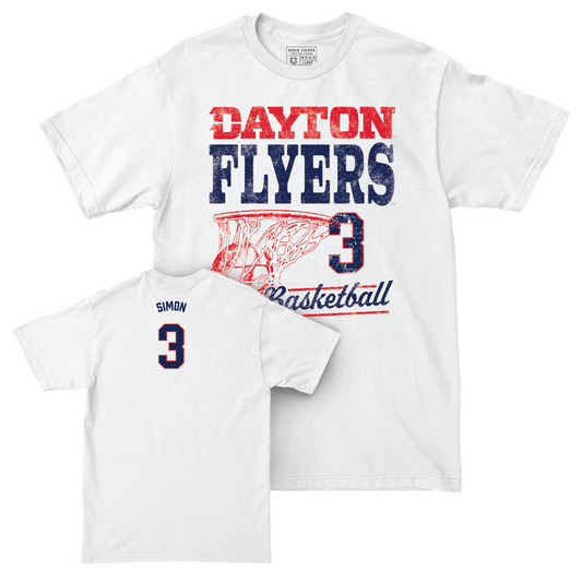 Dayton Men's Basketball White Vintage Comfort Colors Tee - Jaiun Simon Youth Small