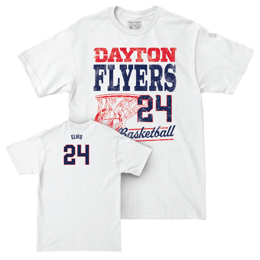 Dayton Men's Basketball White Vintage Comfort Colors Tee - Kobe Elvis Youth Small