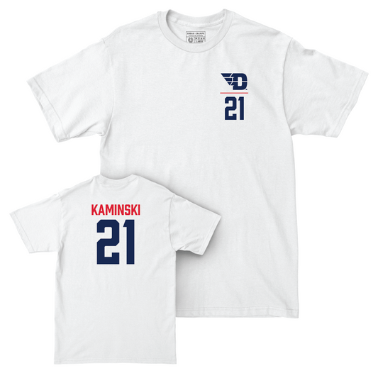 Dayton Women's Volleyball White Logo Comfort Colors Tee - Karissa Kaminski Youth Small