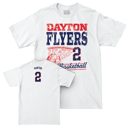 Dayton Men's Basketball White Vintage Comfort Colors Tee - Nate Santos Youth Small