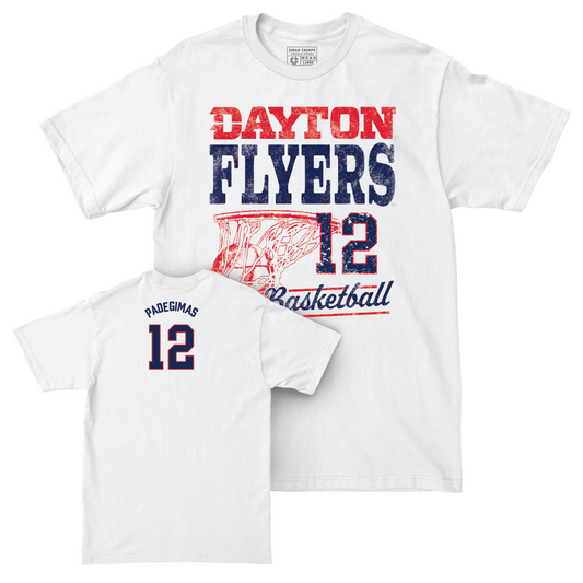 Dayton Men's Basketball White Vintage Comfort Colors Tee - Petras Padegimas Youth Small