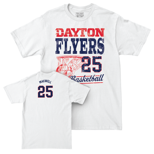 Dayton Men's Basketball White Vintage Comfort Colors Tee - Will Maxwell Youth Small