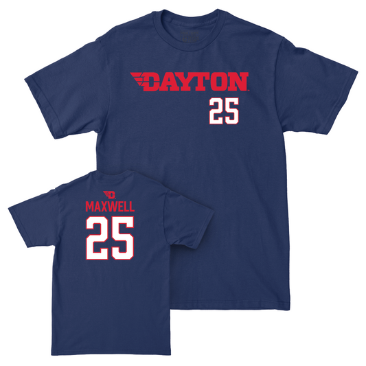 Dayton Men's Basketball Navy Wordmark Tee - Will Maxwell Youth Small