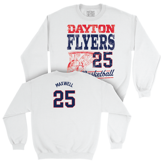 Dayton Men's Basketball White Vintage Crew - Will Maxwell Youth Small