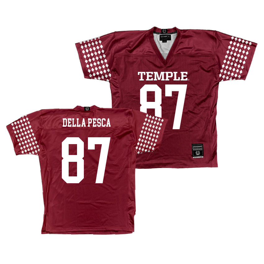 Temple Cherry Football Jersey - James Della Pesca | #87