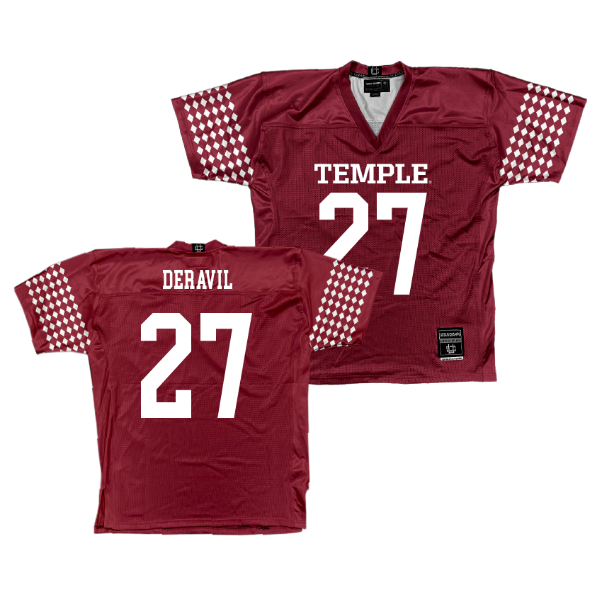 Temple Cherry Football Jersey - Elijah Deravil | #27