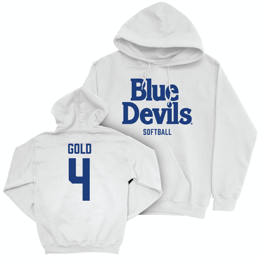 Duke Men's Basketball White Blue Devils Hoodie - Ana Gold Small