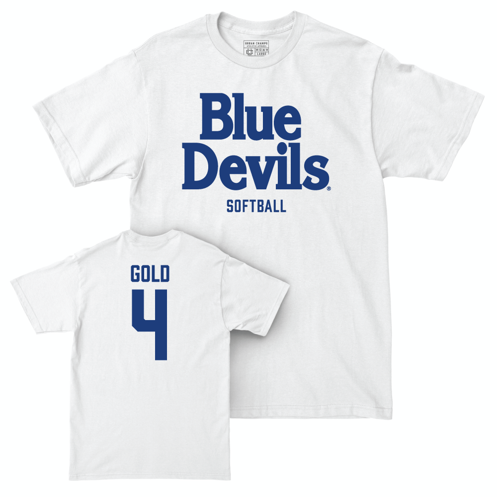 Duke Men's Basketball White Blue Devils Comfort Colors Tee - Ana Gold Small