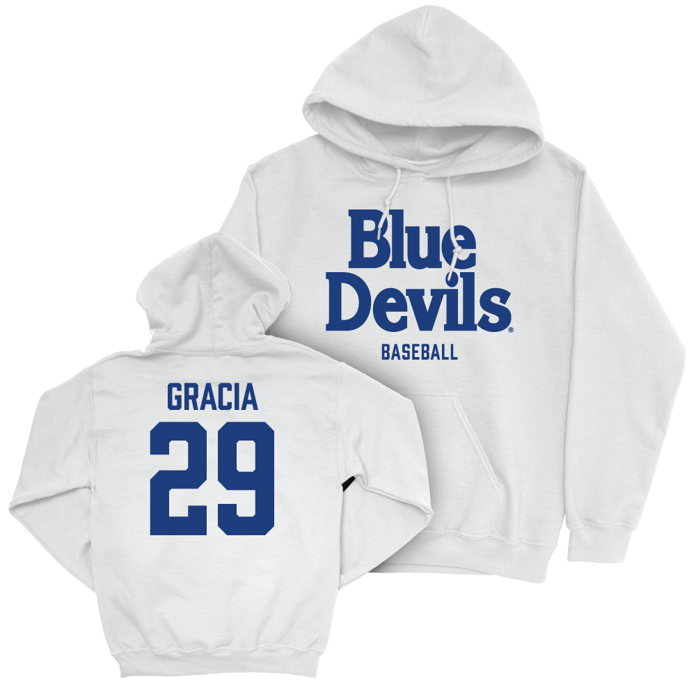 Duke Men's Basketball White Blue Devils Hoodie - AJ Gracia Small