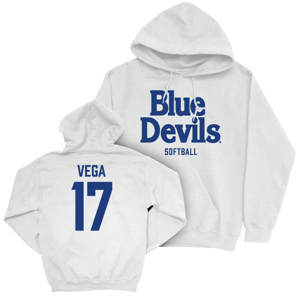 Duke Men's Basketball White Blue Devils Hoodie - Aminah Vega Small