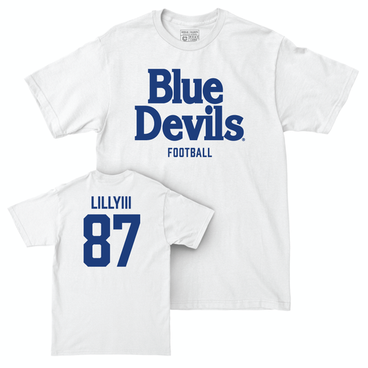 Duke Men's Basketball White Blue Devils Comfort Colors Tee - Beau Lilly III Small