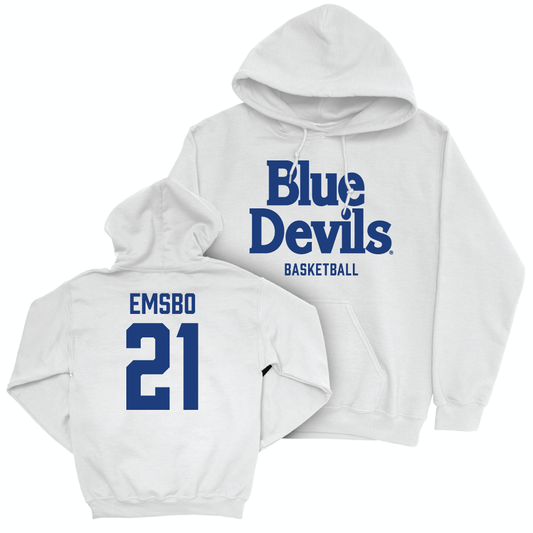Duke Men's Basketball White Blue Devils Hoodie - Camilla Emsbo Small