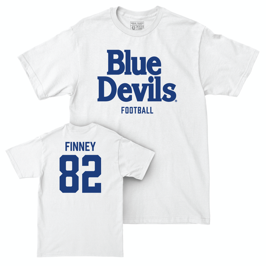 Duke Men's Basketball White Blue Devils Comfort Colors Tee - Cole Finney Small