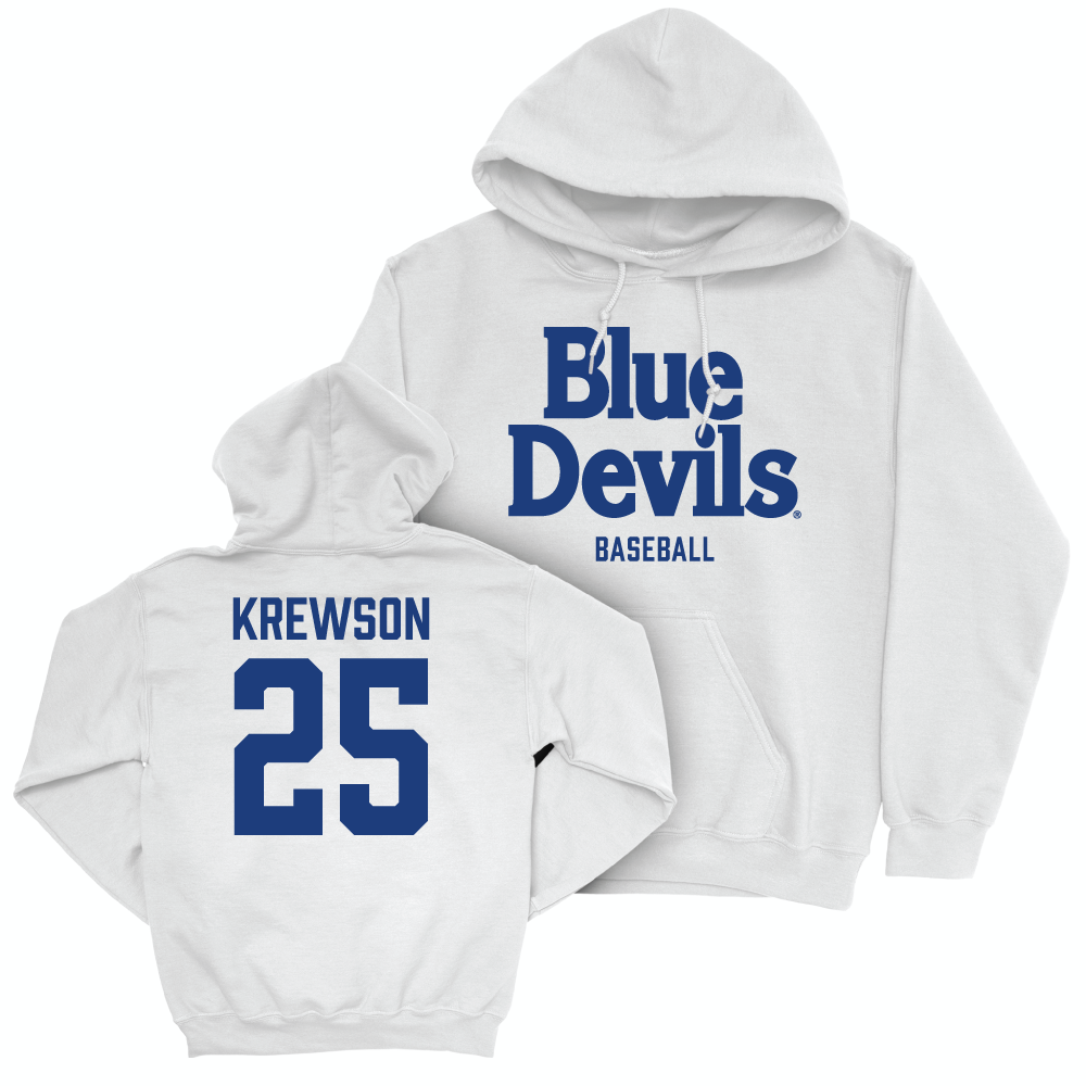 Duke Men's Basketball White Blue Devils Hoodie - Chase Krewson Small