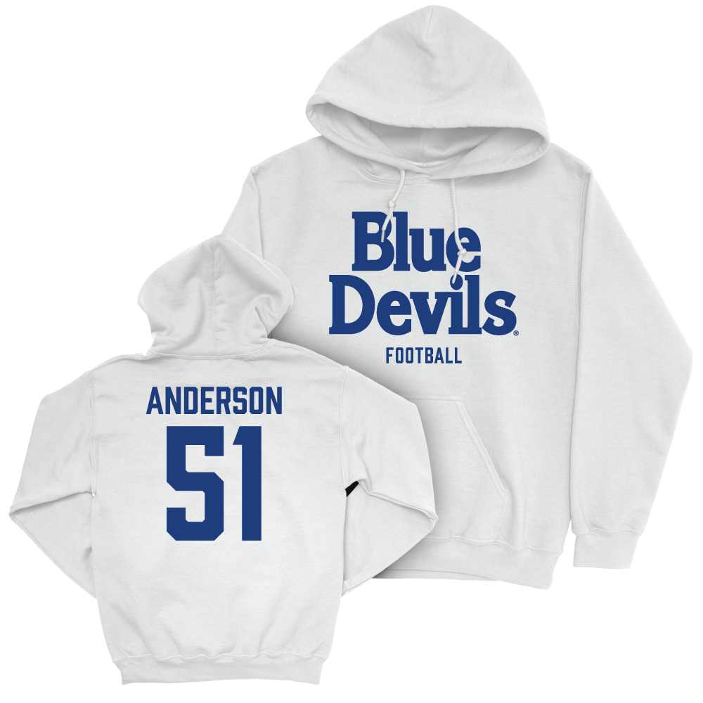 Duke Men's Basketball White Blue Devils Hoodie - David Anderson Small