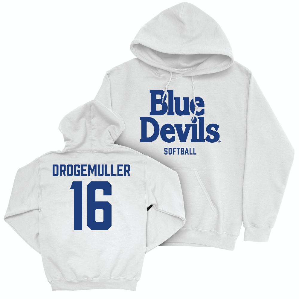 Duke Men's Basketball White Blue Devils Hoodie - Danielle Drogemuller Small