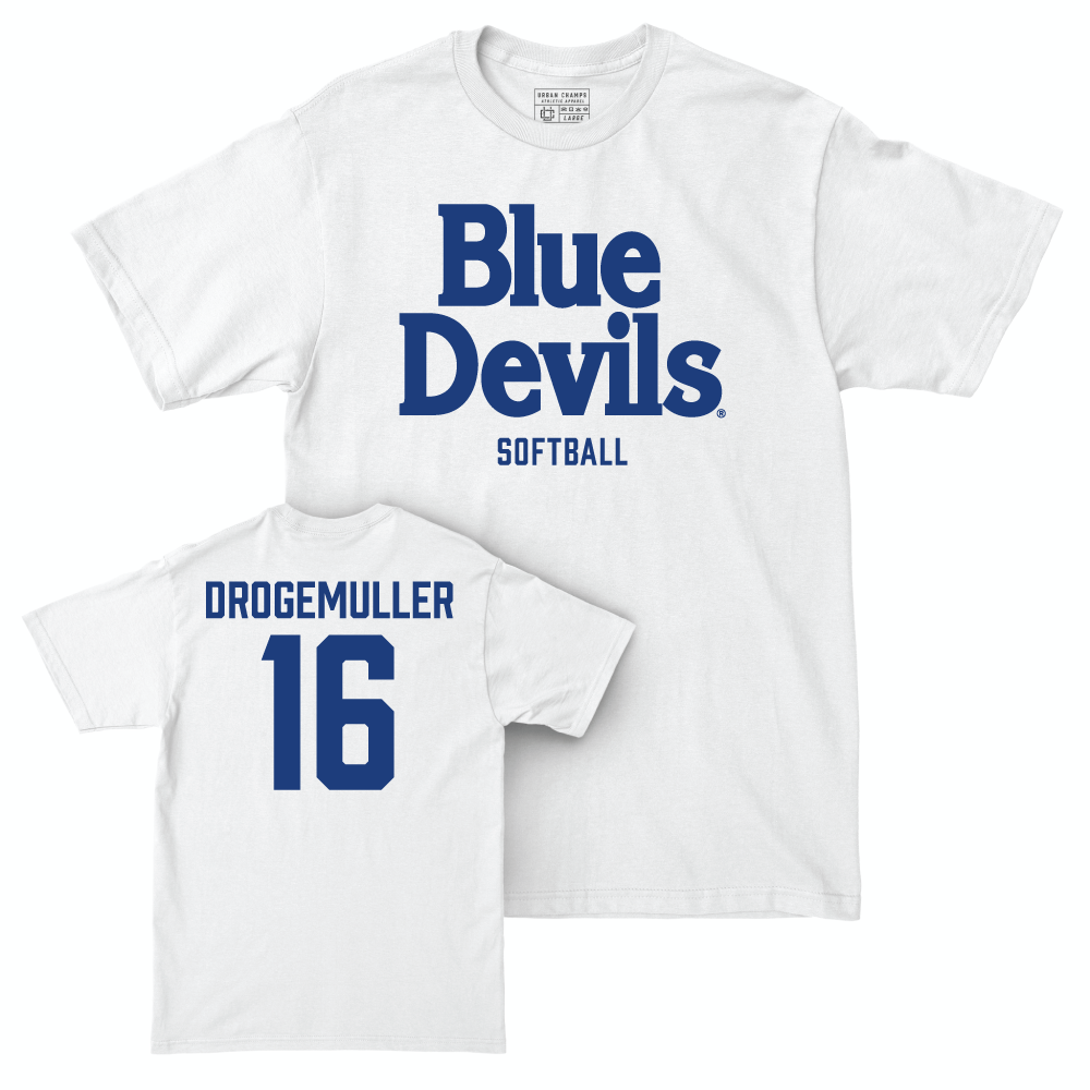 Duke Men's Basketball White Blue Devils Comfort Colors Tee - Danielle Drogemuller Small