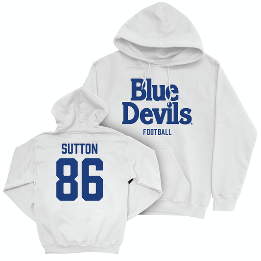 Duke Men's Basketball White Blue Devils Hoodie - Hayes Sutton Small
