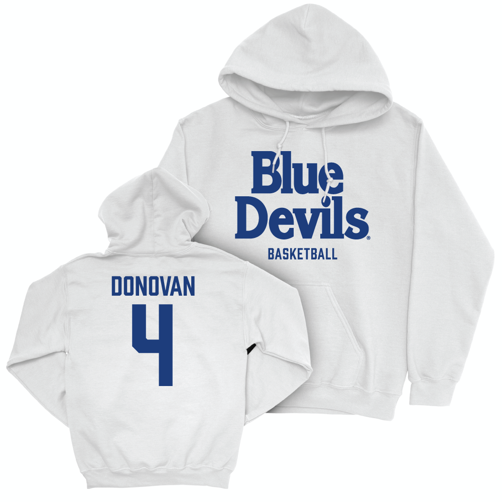 Duke Men's Basketball White Blue Devils Hoodie - Jadyn Donovan Small