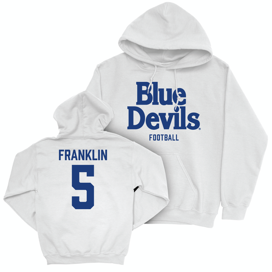 Duke Men's Basketball White Blue Devils Hoodie - Ja'Mion Franklin Small
