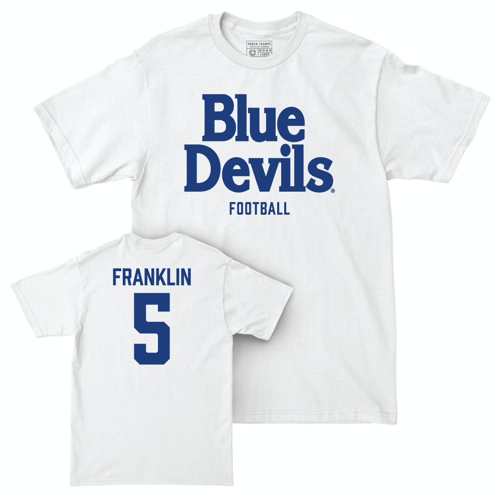 Duke Men's Basketball White Blue Devils Comfort Colors Tee - Ja'Mion Franklin Small